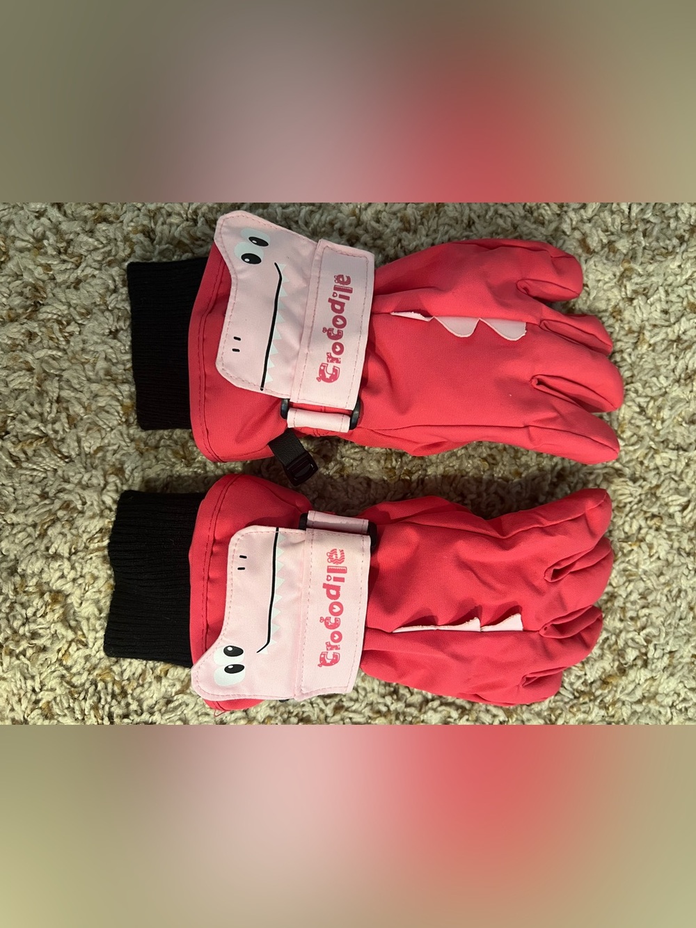Andake Waterproof & Breathable Kids Snow Gloves Pink/Black